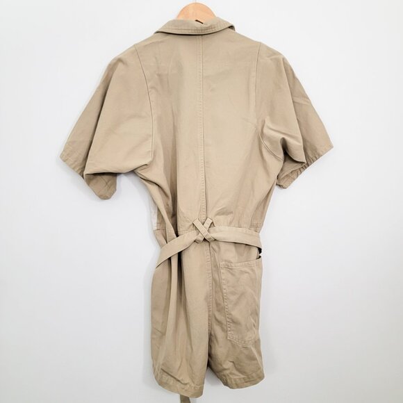 Rachel Comey Handy Belted Patchwork Shortsuit Romper In Sand 2 - Picture 6 of 10